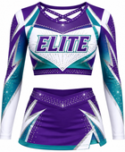Custom Purple Rhinestone Competition Cheer Uniform – Crop Top & Skirt Set for Wholesale Teams