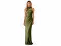 Wholesale Olive Green Satin Prom Dress | Custom Open Back Formal Gown Manufacturer for Boutiques
