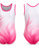 Custom Sublimation Gymnastics Leotard | Wholesale Gym Team Leotard | White Pink Hot Pink | Apparels Bridge