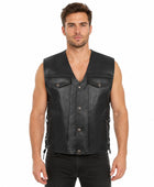 Men’s Buffalo Leather Biker Vest Wholesale | Custom Outlaw Denim Style Leather Vest Manufacturer
