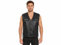 Men’s Buffalo Leather Biker Vest Wholesale | Custom Outlaw Denim Style Leather Vest Manufacturer