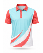Custom Tennis Jersey – Coral & Sky Blue Performance Polo, Wholesale Bulk, Low MOQ, Team Uniform