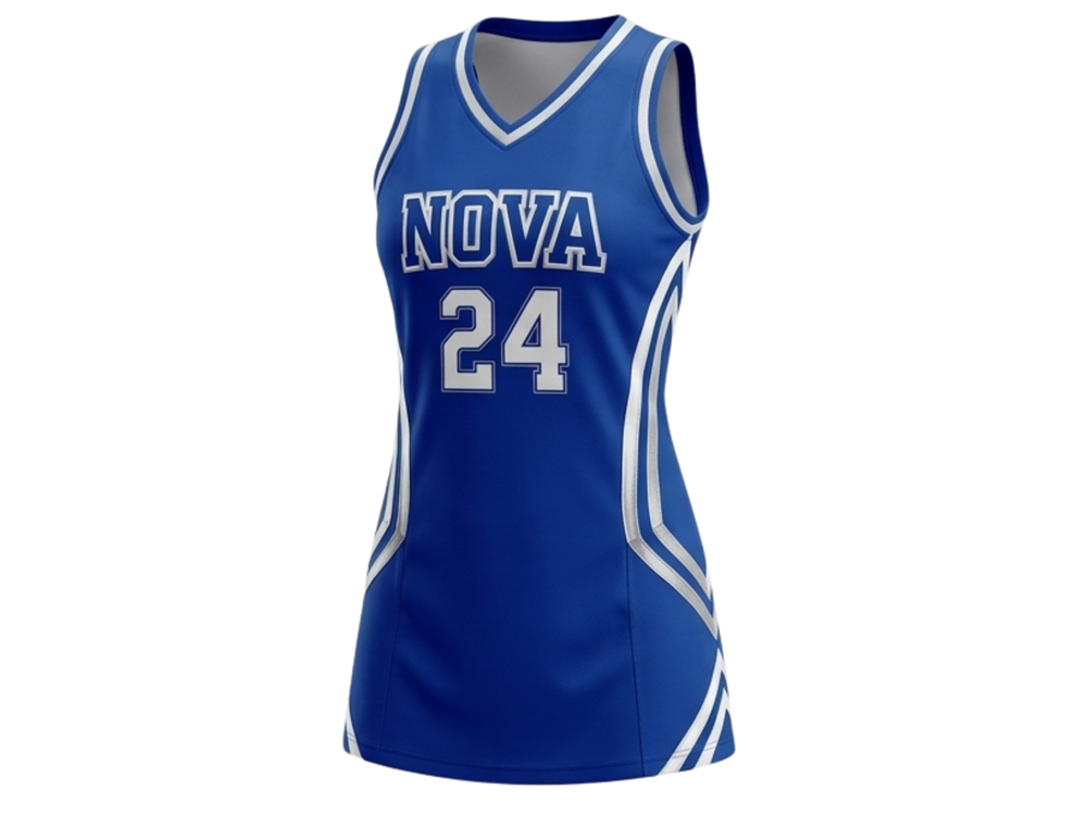 Custom Blue/White Basketball Dress – Women’s Team Uniform – Wholesale & Bulk Orders front design preview