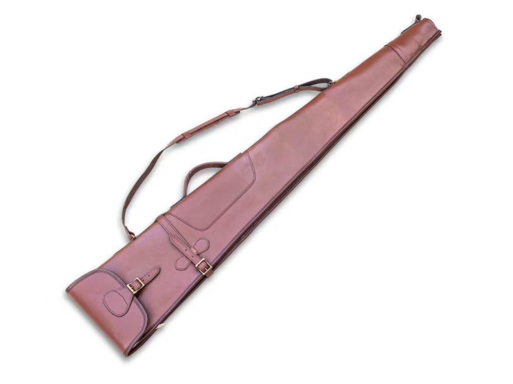 Tan Leather Shotgun Case Wholesale | Shearling Lined Rifle Scabbard Private Label Manufacturer front design preview