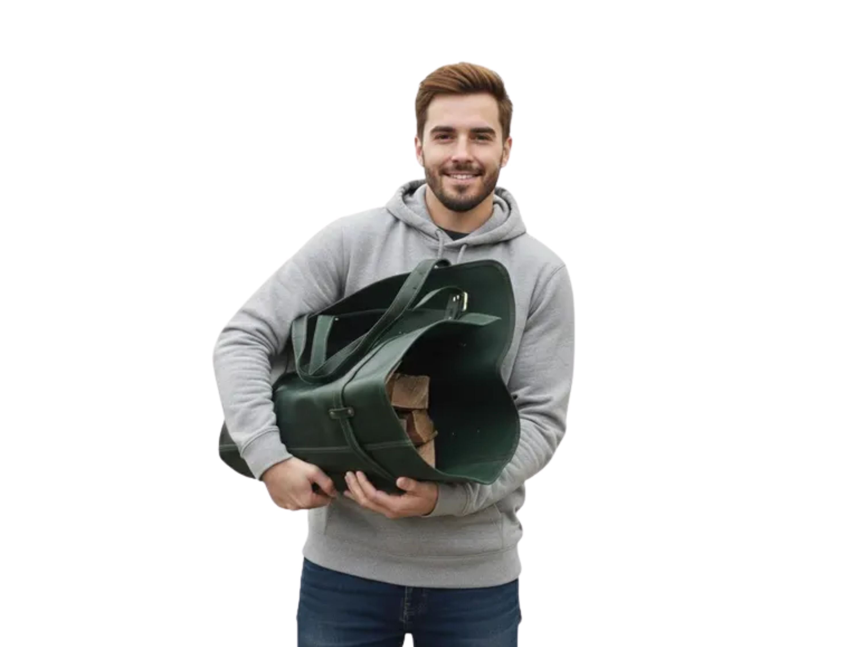 Leather Firewood Carrier Wholesale | Buffalo Leather Log Carrier Tote Bag Fireplace Gift Manufacturer