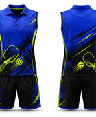 Custom Pickleball Jersey and Shorts Set | Wholesale Pickleball Team Uniform | Blue Black Lime Green | Apparels Bridge