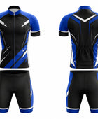 Custom Cycling Uniform – Black & Blue Team Set, Wholesale, Low MOQ, Bulk Sportswear
