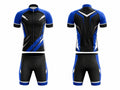 Custom Cycling Uniform – Black & Blue Team Set, Wholesale, Low MOQ, Bulk Sportswear