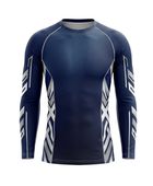 Custom MMA Rash Guard Full Sleeve – Navy White Combat Gym Teamwear for Wholesale Buyers