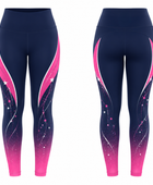 Custom Training and Lifestyle High Waist Leggings | Wholesale Gym Leggings | Navy Pink Purple | Apparels Bridge