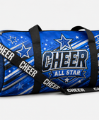 Custom Blue Cheer Duffle Bag – Wholesale Cheer Team Gear Bag with Star Graphics