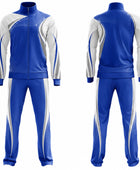Custom Dance Team Warm-Up Set | Wholesale Dance Studio Jacket and Pants Set | White Blue | Apparels Bridge