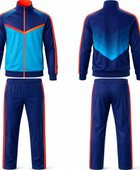Custom Training and Lifestyle Tracksuit | Wholesale Jogging Suit Set | Navy Light Blue Red | Apparels Bridge