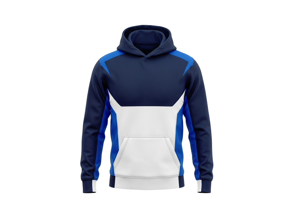 B2B Combat Sports Hoodie Blue White MMA Boxing Teamwear for Wholesale Buyers front design preview