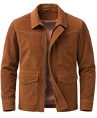 Custom Leather Tan Brown Hunting Coat B2B