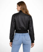 Women’s Black Cropped Real Leather Jacket Wholesale Custom Private Label Leather Outerwear Manufacturer