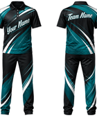 Custom Bowling Uniform – Teal & Black Team Set, Wholesale, Low MOQ, Bulk Sportswear