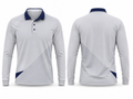 Custom Training and Lifestyle Long Sleeve Polo Shirt | Wholesale Gym Team Polo | Light Grey Navy | Apparels Bridge