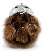 Fox Fur Dress Sporran Brown with Ornamental Silver Cantle | B2B Low MOQ