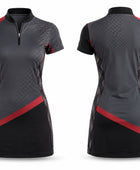 Custom Women's Golf Polo and Skort Set | Wholesale Ladies Golf Uniform | Charcoal Red | Apparels Bridge