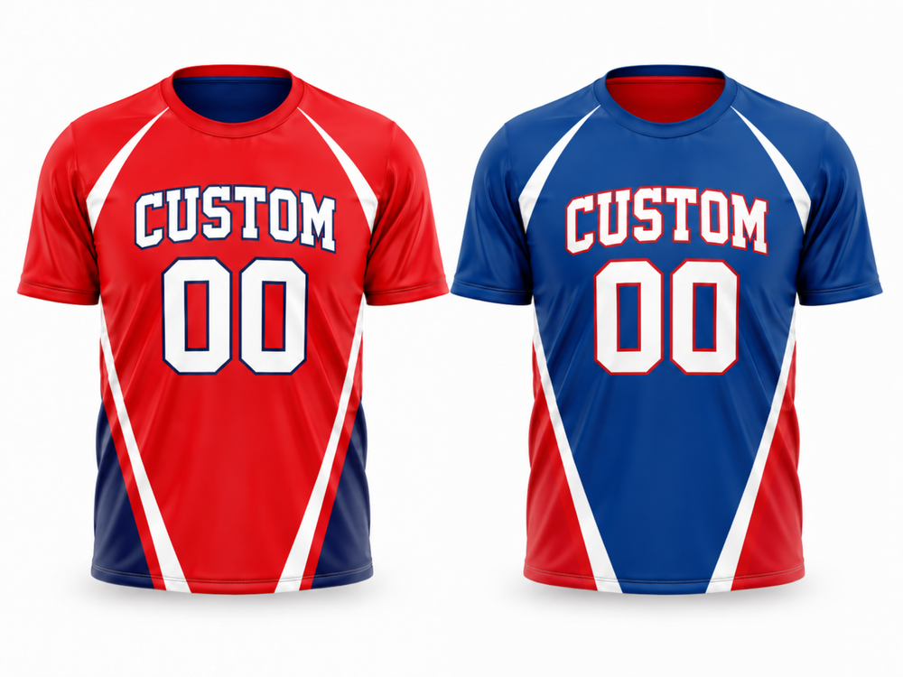 Custom Red Blue Flag Football Reversible Jersey – Wholesale Team Jersey front design preview