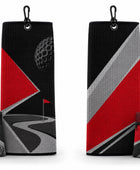 Custom Golf Towel | Wholesale Tri-Fold Golf Towel with Carabiner Clip | Black Red Grey | Apparels Bridge