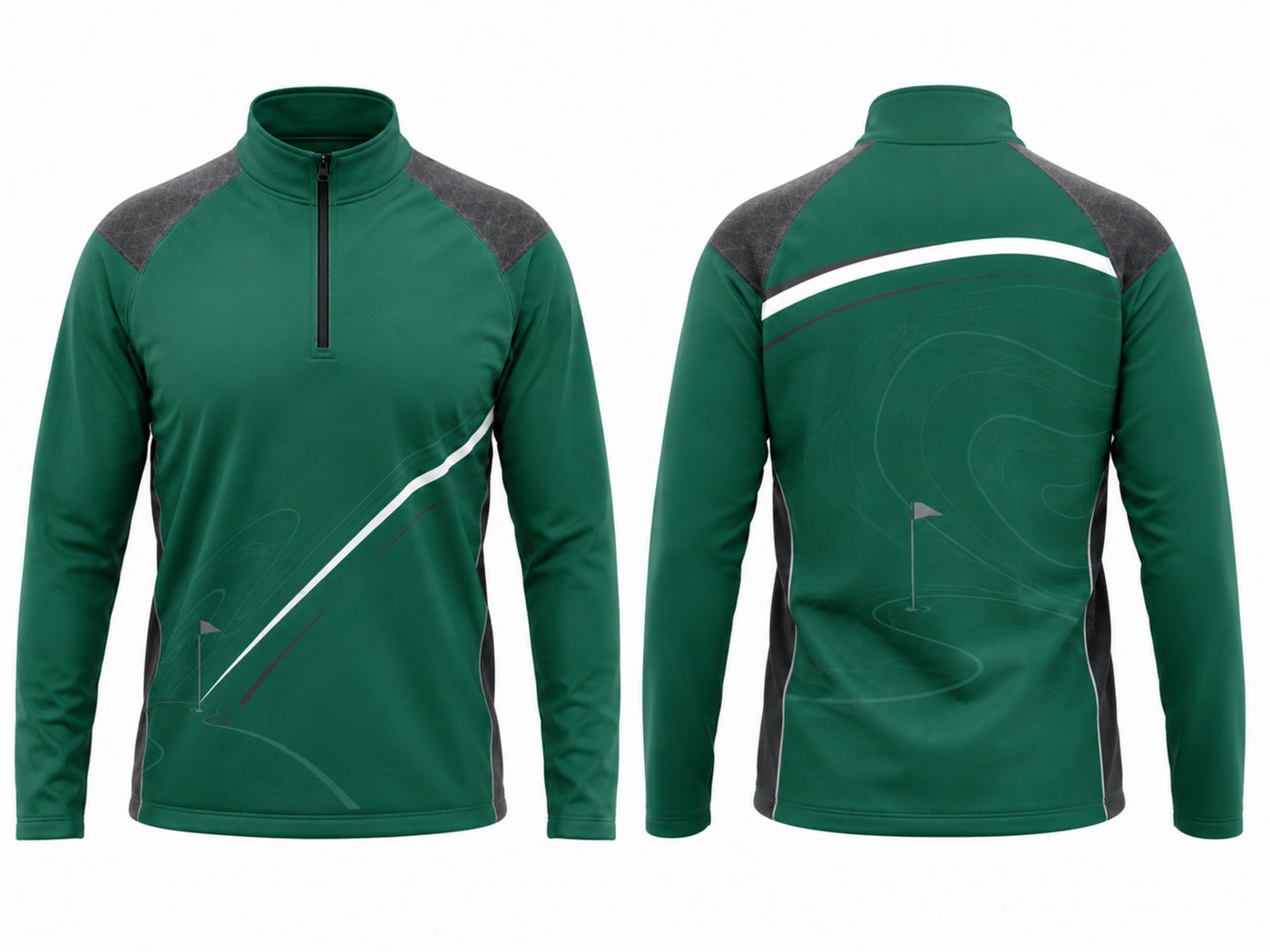 Custom Golf Quarter-Zip Pullover | Wholesale Golf Club Midlayer Top | Forest Green Black White | Apparels Bridge