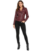 Women’s Deep Burgundy Lambskin Leather Biker Jacket Wholesale Custom Private Label Manufacturer