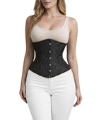 Black Jacquard Underbust Corset Wholesale | Floral Brocade Waist Cincher Manufacturer