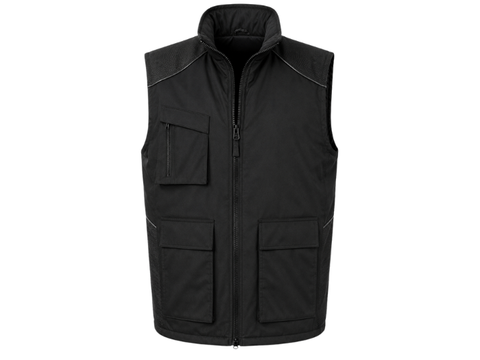 Workwear Utility Body Warmer – Black | B2B Low MOQ Manufacturer front design preview