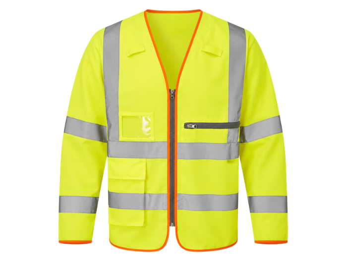 Sleeved Waistcoat B2B Low MOQ Construction Uniform Yellow Workwear front design preview