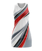 Custom White, Red, Gray & Black Sublimated Basketball Dress