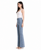 Wholesale Custom Mid Blue Wide Leg Jeans Manufacturer Private Label Y2K Flare Denim Pants