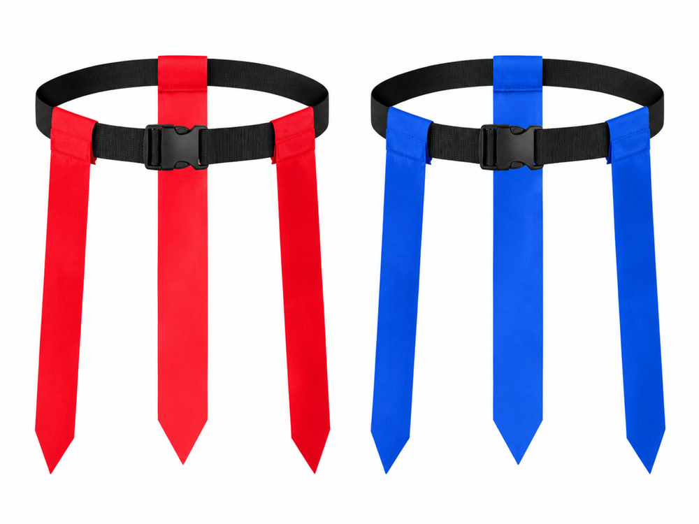 Custom Flag Football Belt Set – Red Blue Flags for Wholesale Teams front design preview