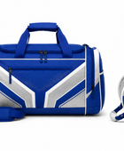 Custom Wrestling Team Bag and Headgear Bag Set | Wholesale Wrestling Gear Bundle | Blue White | Apparels Bridge