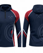 Custom Navy Red Sublimated Axe Throwing Hoodie – Wholesale Team Apparel