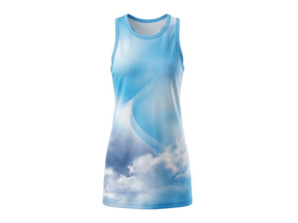 Custom Sky Blue & White Sublimated Basketball Dress front design preview