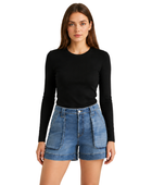 Custom Women’s High Waisted Light Blue Denim Shorts B2B