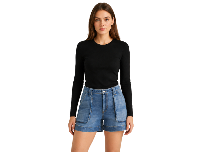 Custom Women’s High Waisted Light Blue Denim Shorts B2B