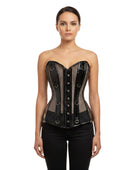 Black PVC Mesh Overbust Corset Wholesale | Semi Sheer Gothic Bustier Manufacturer