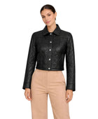Women’s Black Quilted Lambskin Leather Cropped Jacket Wholesale Custom Private Label Manufacturer