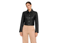 Women’s Black Quilted Lambskin Leather Cropped Jacket Wholesale Custom Private Label Manufacturer