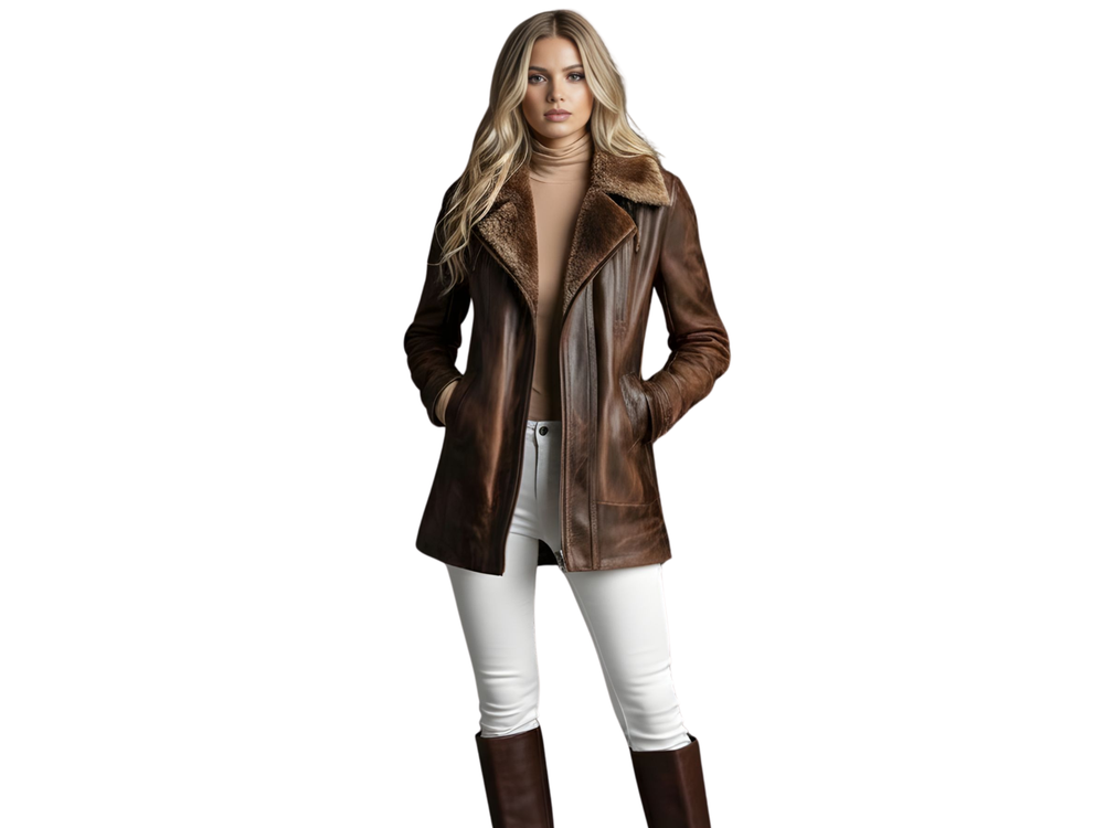 Women’s Vintage Brown Lambskin Leather Jacket Wholesale Custom Private Label Outerwear Manufacturer front design preview