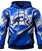 Custom Wrestling Hoodie | Wholesale Wrestling Team Hoodie | Blue White | Apparels Bridge