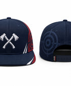 Axe Throwing Cap Navy Red Crossed-Axe Custom Venue Hat Wholesale