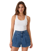 Custom Women’s Soft Denim Pleated Blue Shorts B2B