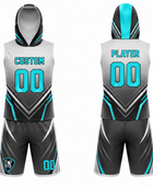 Custom White Teal 7v7 Flag Football Uniform – Sleeveless Hooded Team Set