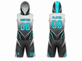 Custom White Teal 7v7 Flag Football Uniform – Sleeveless Hooded Team Set
