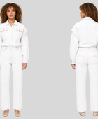 Wholesale Custom White Denim Jumpsuit Manufacturer Private Label Long Sleeve Coverall