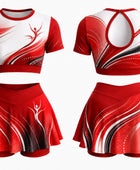 Custom Dance Team Crop Top and Skirt Uniform – Red White Wholesale Performance Teamwear